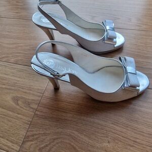 Elegant Silver Slingback Heels